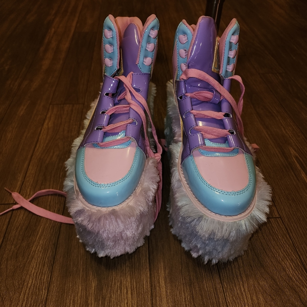 YUR dolls kill fuzzy platform high top